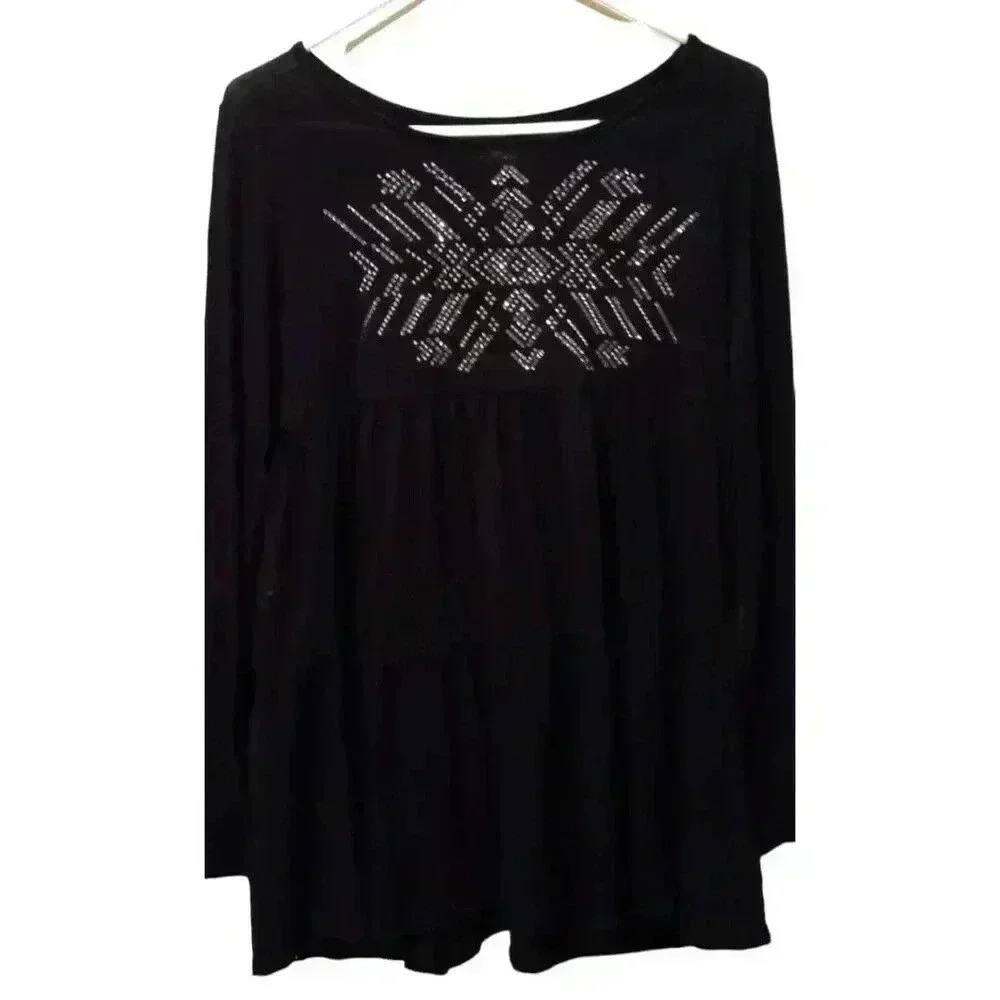 Ladies Black Shirt With Beautiful Accents, By Justice